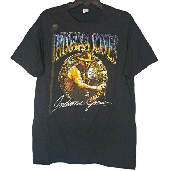 Indiana Jones Mens Medium Retro Distressed Graphic Tee T-Shirt Lucasfilms - Picture 1 of 5